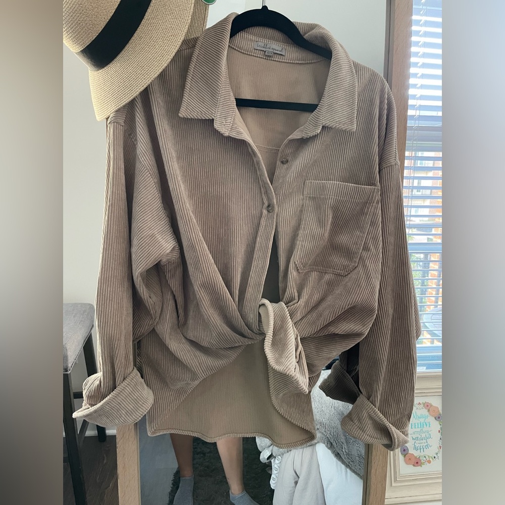Fall Button Down Worn Once Taupe - image 1